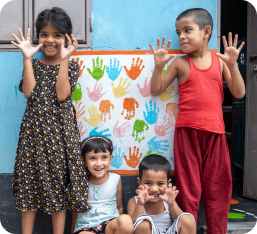 Children with handprints